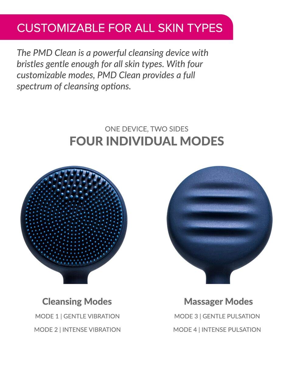 PMD Clean - Smart Facial Cleansing Device with Silicone Brush & Anti-Aging Massager - Waterproof - SonicGlow Vibration Technology - Clear Pores and Blackheads - Lift, Firm, and Tone Skin